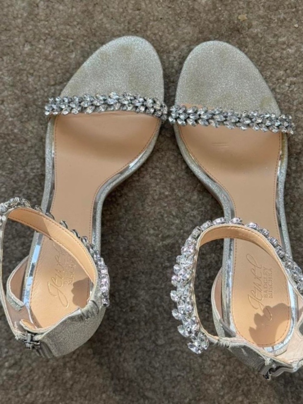 Jewel Badgley Mischka Silver Rhinestone Heels Size 11